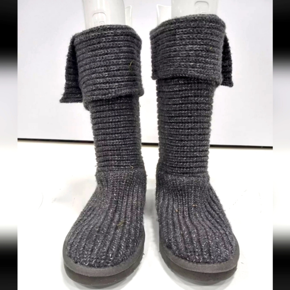 UGG Australia Cardy Gray Sweater Knit Boots Women's Size 7